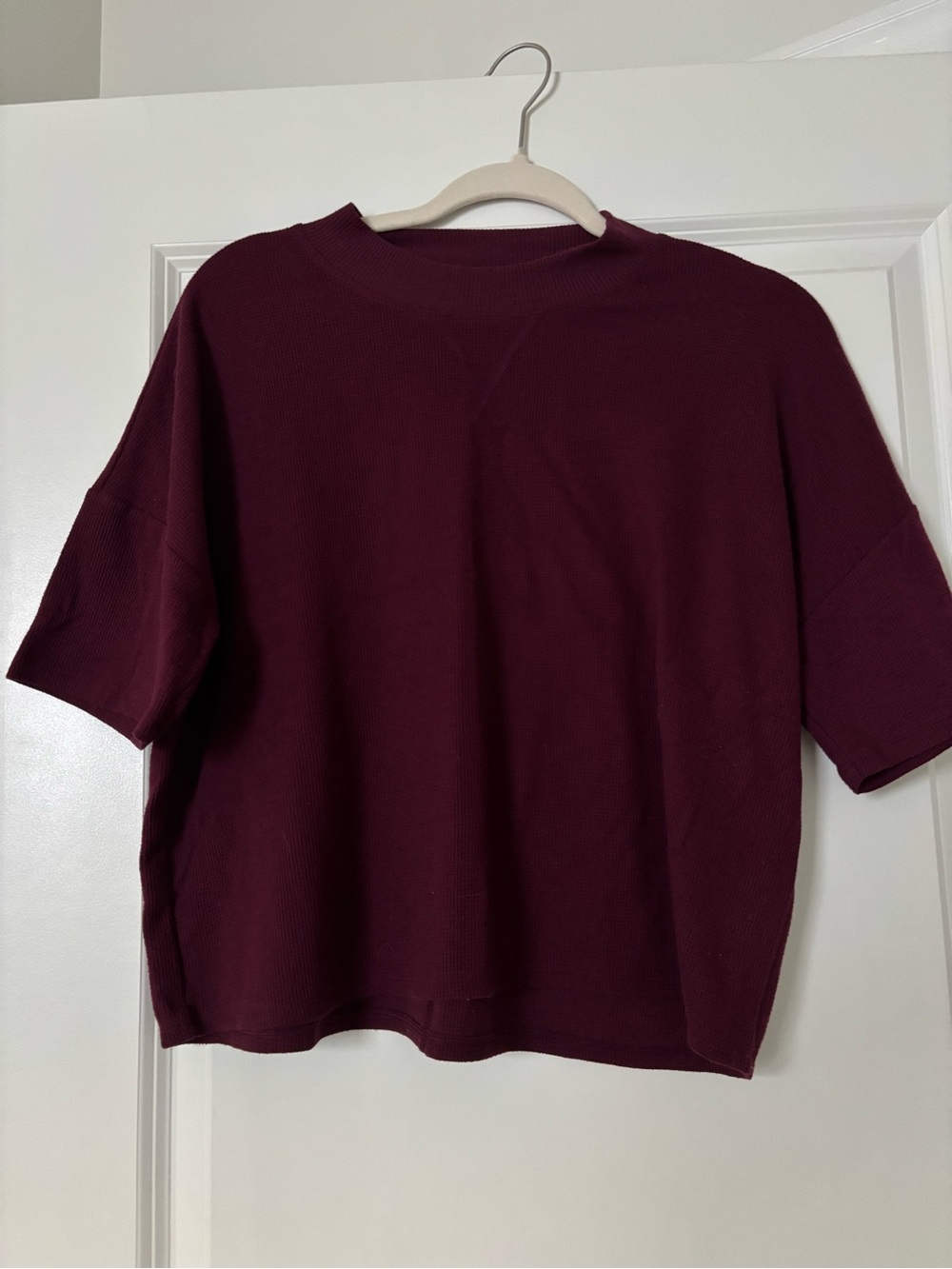 Victoria's Secret Short-Sleeve Ribbed Tee in Deep Wine